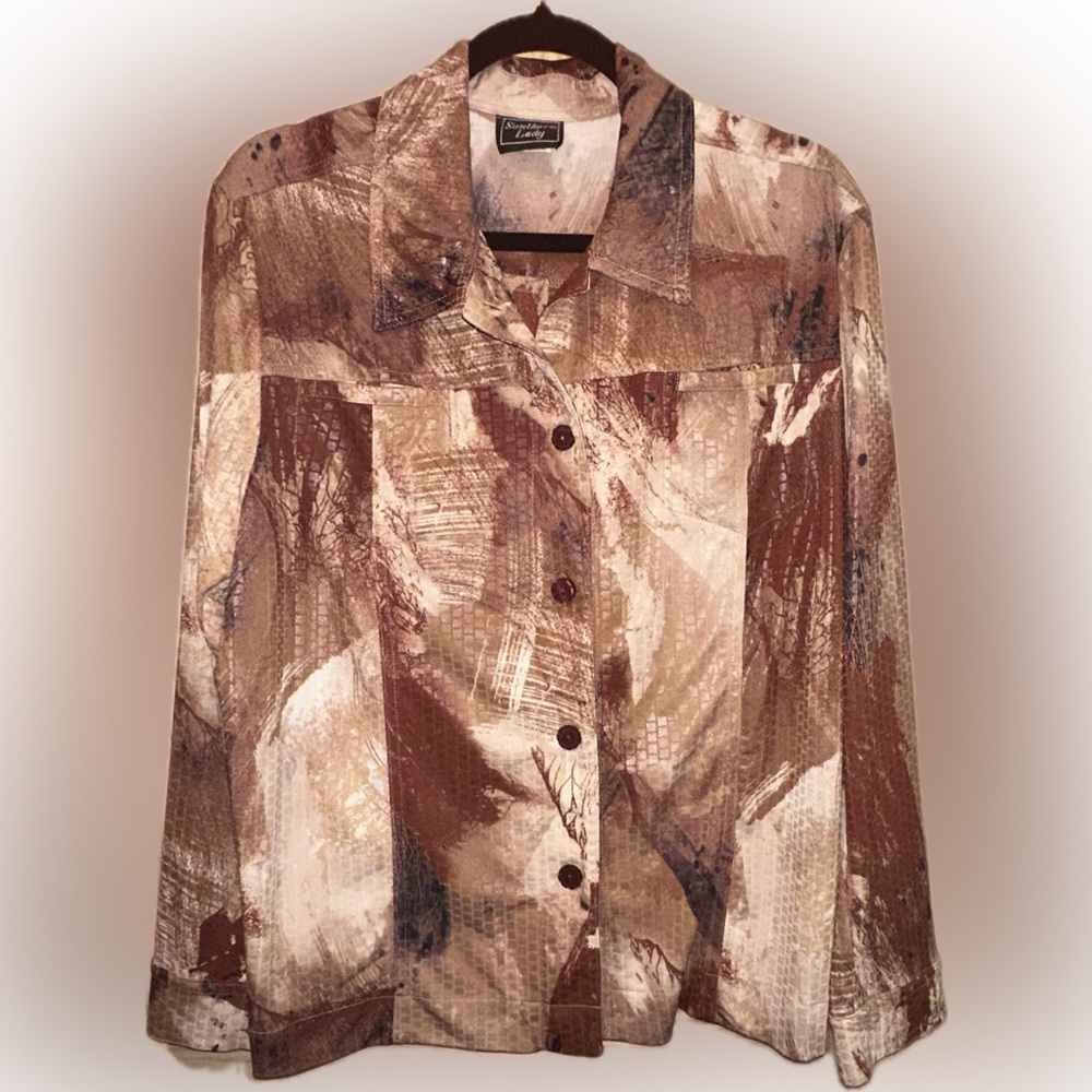 Southern Lady Tan Abstract Shirt